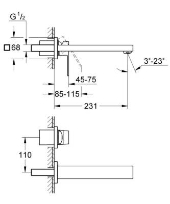 Grohe Eurocube İki Delikli Lavabo BataryasıM-Boyut - 23447000 - 2