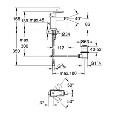 Grohe Eurocube Tek Kumandalı Bide Bataryası S-Boyut - 23138000 - 1