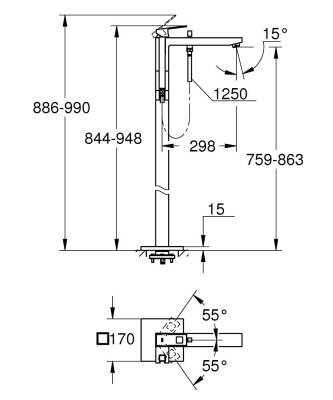 Grohe Eurocube Yerden Küvet Bataryası - 23672001 - 2