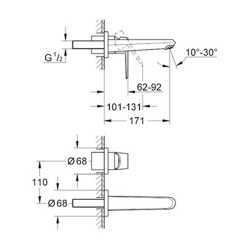 Grohe Eurodisc Cosmopolitan İki Delikli Lavabo BataryasıM-Boyut - 19573002 - 2