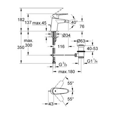 Grohe Eurodisc Cosmopolitan Tek Kumandalı Bide Bataryası S-Boyut - 33244002 - 2