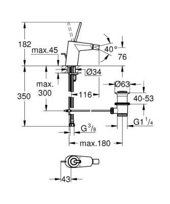 Grohe Eurodisc Joy Tek Kumandalı Bide Bataryası S-Boyut - 24036000 - 2