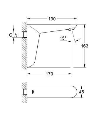 Grohe Euroeco Cosmopolitan E Ankastre Fotoselli Lavabo Bataryası, Tek Su Girişli - 36274000 - 2