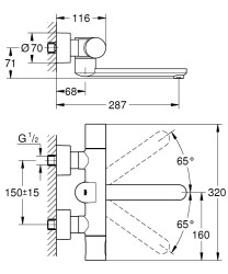 Grohe Eurosmart Cosmopolitan E Duvardan, Fotoselli Ve Termostatik Sıcaklık Kontrollü Lavabo Bataryası - 36332000 - 2