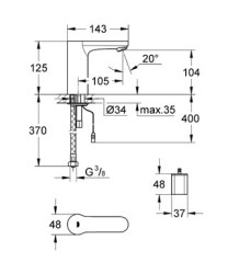 Grohe Eurosmart Cosmopolitan E Fotoselli Lavabo Bataryası, 1/2