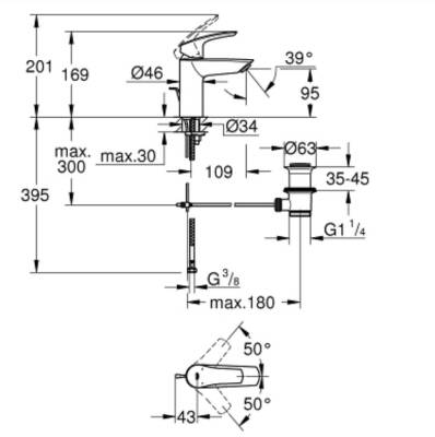 Grohe Eurosmart Tek Kumandalı Lavabo Bataryası S - Boyut - 33265003 - 2