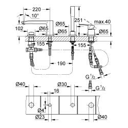 Grohe Eurostyle Cosmopolitan Dört Delikli Küvet Bataryası - 23048003 - 2