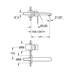 Grohe Eurostyle Cosmopolitan 2 Delikli Lavabo BataryasıS-Boyut - 19571002 - 2