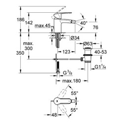 Grohe Eurostyle Cosmopolitan Tek Kumandalı Bide Bataryası S-Boyut - 33565002 - 2