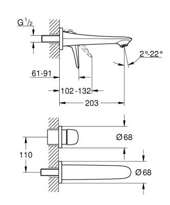 Grohe Eurostyle İki Delikli Lavabo BataryasıM-Boyut - 29097003 - 2