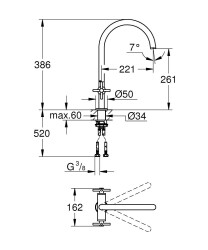 Grohe Eviye Bataryası Döner Borulu Atrio Br. Hard Grap.- 30362AL0 - 2