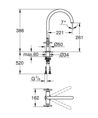 Grohe Eviye Bataryası Döner Borulu Atrio Br. Hard Grap.- 30362AL0 - 2