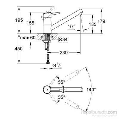 Grohe Concetto Tek Kumandalı Eviye Bataryası - 32659001 - 2