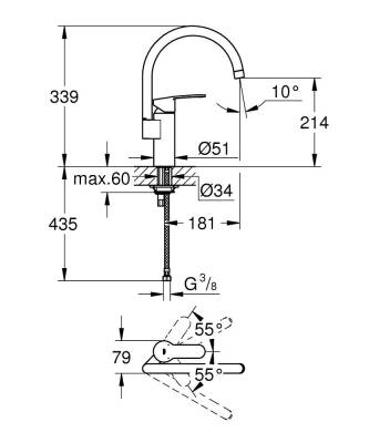 Grohe Eurostyle Cosmopolitan Tek Kumandalı Eviye Bataryası - 30221002 - 2