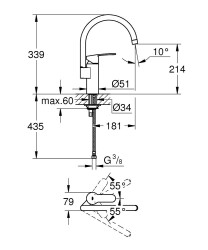 Grohe Eurostyle Cosmopolitan Tek Kumandalı Eviye Bataryası - 30221002 - 2