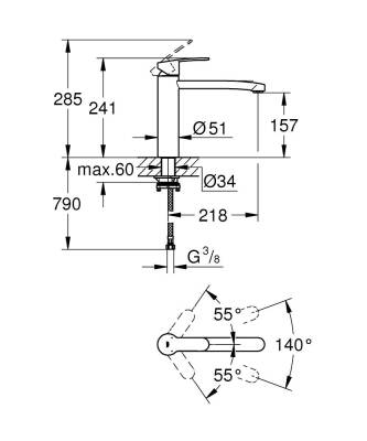 Grohe Eviye Bataryası Döner Borulu Eurostyle Krom - 31159002 - 2