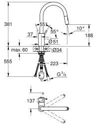 Grohe Concetto Tek Kumandalı Eviye Bataryası - 31483002 - 2