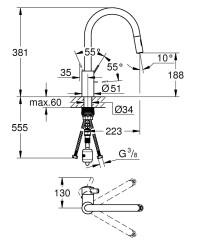 Grohe Eurocosmo Tek Kumandalı Eviye Bataryası - 31481001 - 2