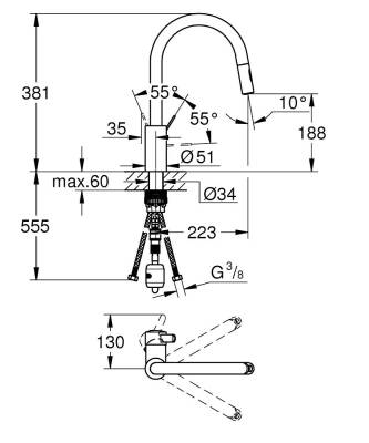 Grohe Eurocosmo Tek Kumandalı Eviye Bataryası - 31481001 - 2