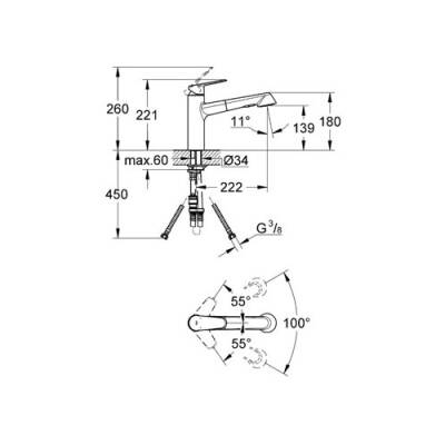 Grohe Eurodisc Cosmopolitan Tek Kumandalı Eviye Bataryası - 32257002 - 2