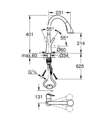 Grohe Zedra Tek Kumandalı Eviye Bataryası - 32294002 - 2