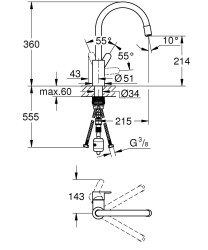 Grohe Eurostyle Cosmopolitan Tek Kumandalı Eviye Bataryası - 31126004 - 2