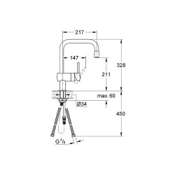 Grohe Minta Tek Kumandalı Eviye Bataryası - 32067000 - 2