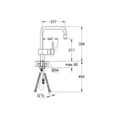 Grohe Minta Tek Kumandalı Eviye Bataryası - 32067000 - 2