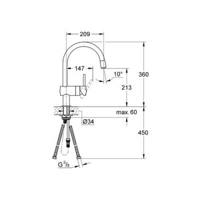 Grohe Minta Tek Kumandalı Eviye Bataryası - 32918000 - 2