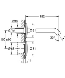 Grohe Essence E Ankastre Fotoselli Lavabo Bataryası, Tek Su Girişli - 36447000 - 2