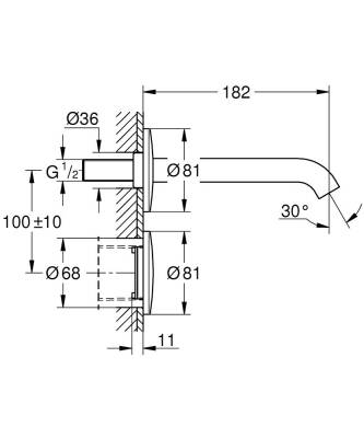 Grohe Essence E Ankastre Fotoselli Lavabo Bataryası, Tek Su Girişli - 36447000 - 2