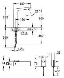 Grohe Eurocube E Fotoselli Lavabo Bataryası, 1/2