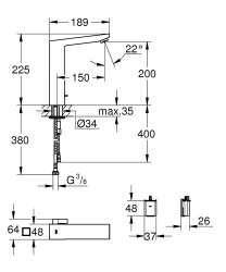 Grohe Eurocube E Fotoselli Lavabo Bataryası, 1/2