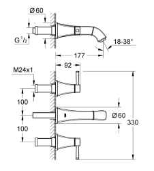 Grohe Grandera 3 Delikli Lavabo Bataryası 1/2