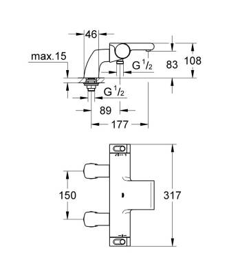 Grohe Grohtherm 2000 Termostatik Banyo Bataryası - 34176001 - 2