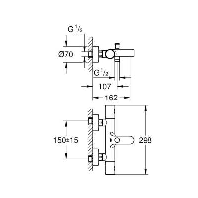 Grohe Grohtherm 800 Cosmopolitan Termostatik Banyo Bataryası - 34766000 - 2