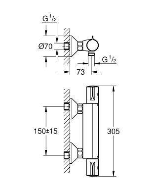 Grohe Grohtherm 800 Termostatik Duş Bataryası - 34558000 - 2