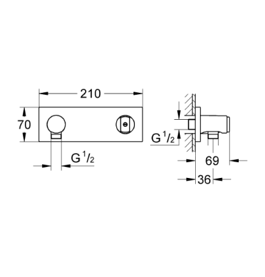 Grohe Grohtherm F Duvar Üstü Duş Askısı Ve Duş Çıkış Dirseği Seti - 27621000 - 2