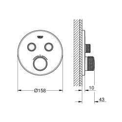 Grohe Grohtherm Smartcontrol Çift Valfli Akış Kontrollü, Ankastre Termostatik Duş Bataryası - 29119GL0 - 2