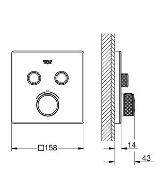 Grohe Grohtherm Smartcontrol Çift Valfli Akış Kontrollü, Ankastre Termostatik Duş Bataryası - 29156LS0 - 2