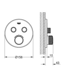 Grohe Grohtherm Smartcontrol Çift Valfli Akış Kontrollü, Ankastre Termostatik Duş Bataryası - 29119000 - 2