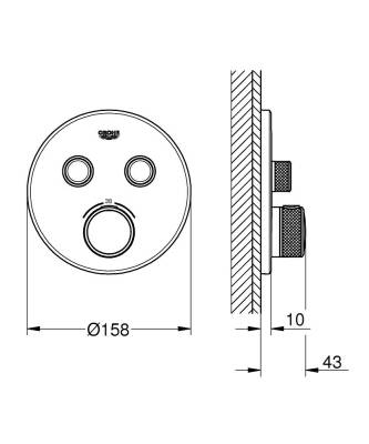 Grohe Grohtherm Smartcontrol Çift Valfli Akış Kontrollü, Ankastre Termostatik Duş Bataryası - 29119000 - 2