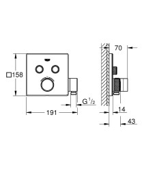 Grohe Grohtherm Smartcontrol Çift Valfli Akış Kontrollü, Ankastre Termostatik Duş Bataryası, Entegre Duş Kolu İle - 29125000 - 2