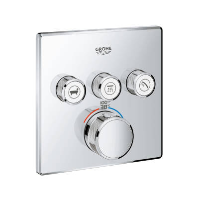 Grohe Grohtherm Smartcontrol Üç Valfli Akış Kontrollü, Ankastre Termostatik Duş Bataryası - 29142000 - 1