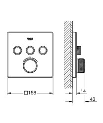 Grohe Grohtherm Smartcontrol Üç Valfli Akış Kontrollü, Ankastre Termostatik Duş Bataryası - 29157LS0 - 2