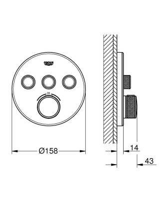 Grohe Grohtherm Smartcontrol Üç Valfli Akış Kontrollü, Ankastre Termostatik Duş Bataryası - 29904LS0 - 2