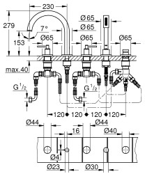 Grohe Küvet Bataryası 5 Delikli Atrio Br.Hard Graphite - 19922AL3 - 2