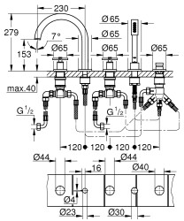 Grohe Küvet Bataryası 5 Delikli Atrio Br.Hard Graphite - 19923AL3 - 2