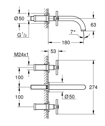 Grohe Lavabo Batar. Duv. İki Delikli Atrio Super Steel - 20164DC3 - 2