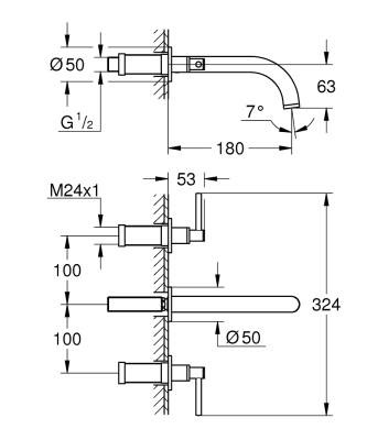 Grohe Lavabo Batar. Duv. İki Delikli Atrio Super Steel - 20169DC3 - 2